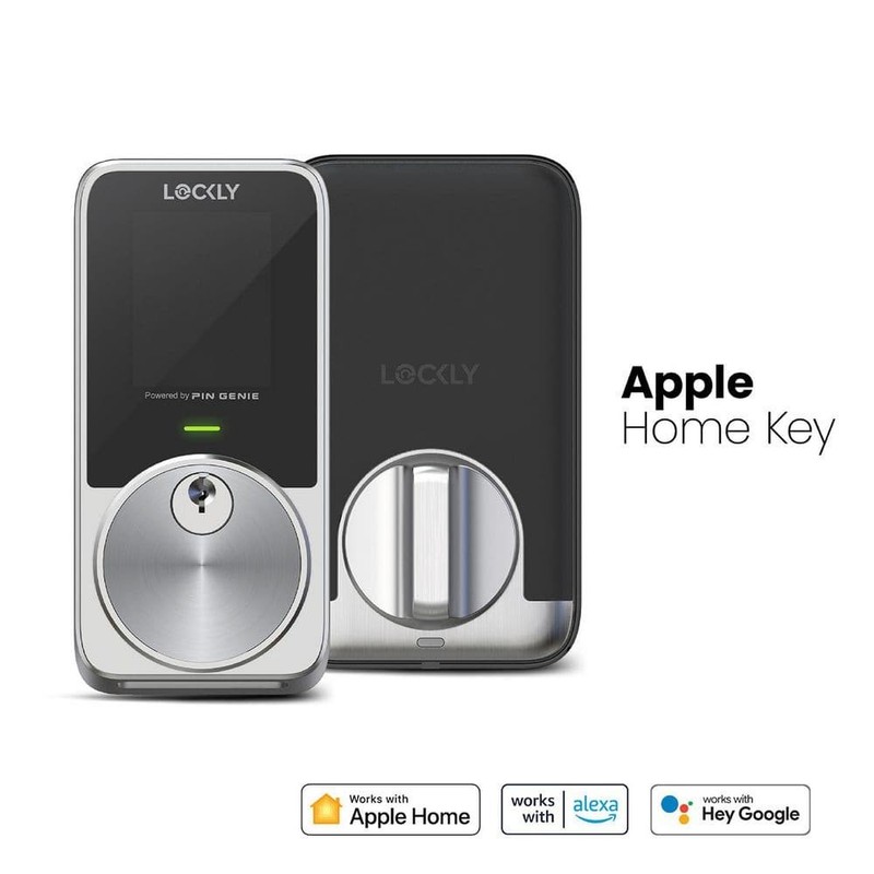 Lockly Pin Genie Pro Satin Nickel WiFi Smart Deadbolt Apple Home Key Siri Alexa
