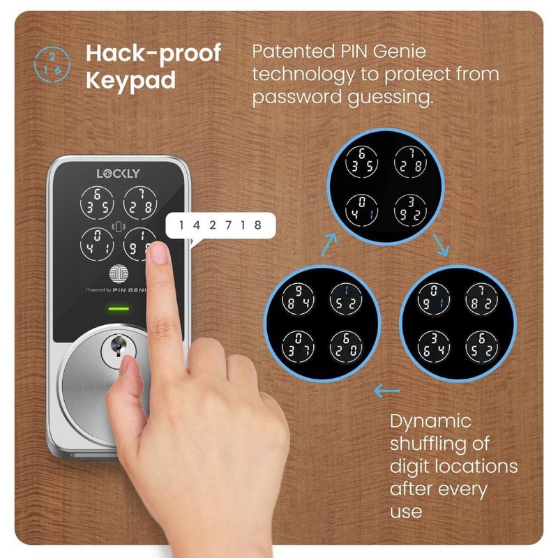 Lockly Pin Genie Pro Satin Nickel WiFi Smart Deadbolt Apple Home Key Siri Alexa - Image 3