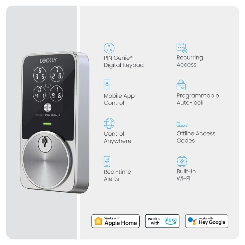 Lockly Pin Genie Pro Satin Nickel WiFi Smart Deadbolt Apple Home Key Siri Alexa - Image 10
