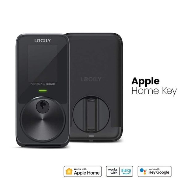 Lockly Pin Genie Pro Matte Black Deadbolt Apple Home Key Wi-Fi Smart Lock