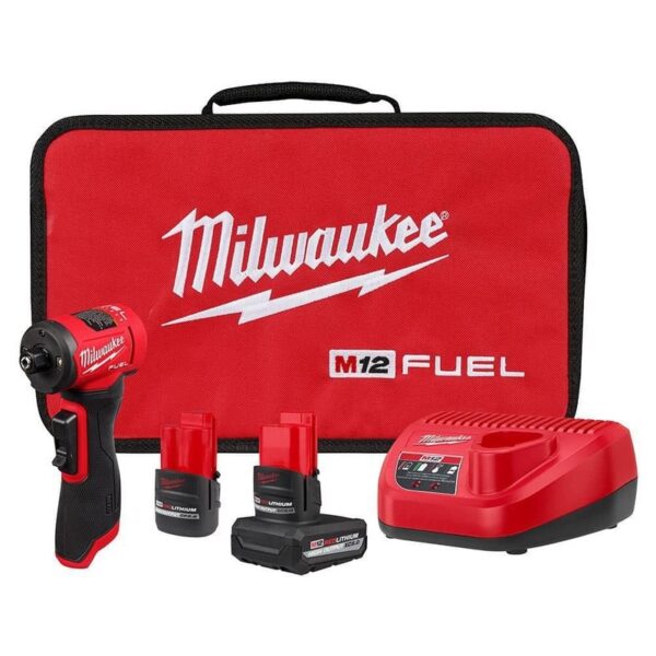 Milwaukee M12 FUEL 12V 1/4" Right Angle Die Grinder Kit 5.0Ah 2.5Ah Batteries