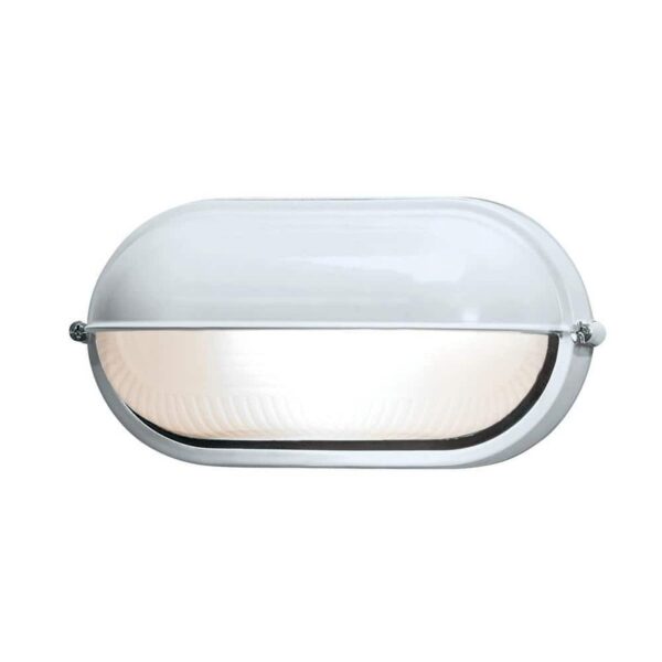 Access Lighting Nauticus 1-Light White Outdoor Bulkhead Light with Frosted Glass