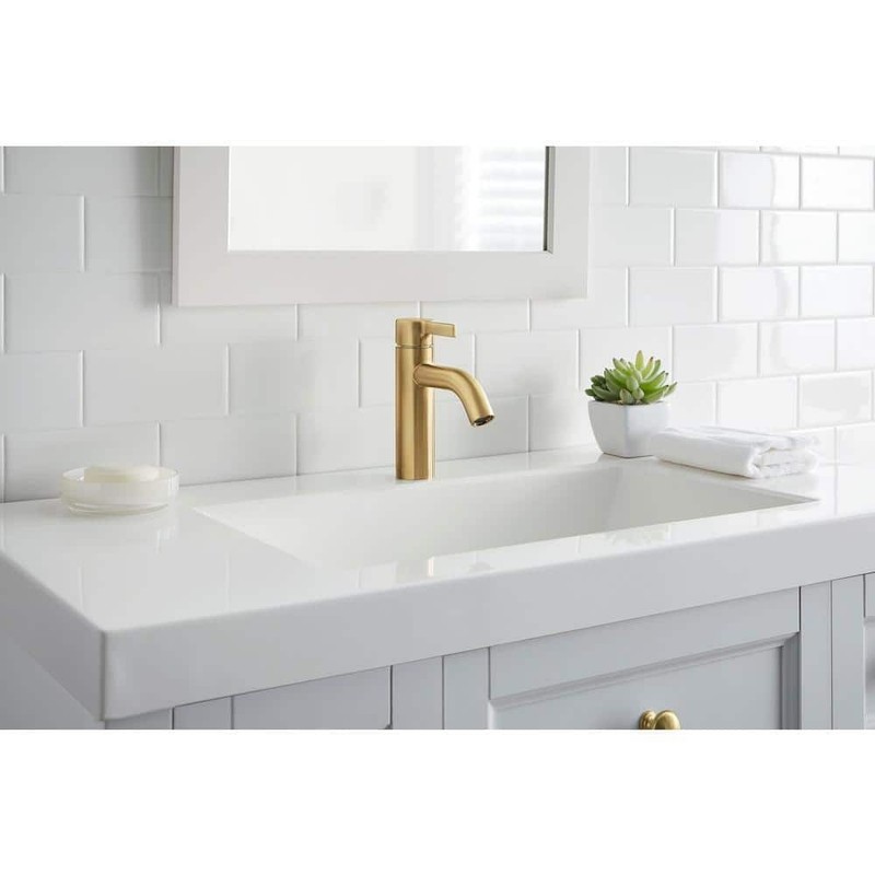 Glacier Bay Ryden Single Hole Single-Handle Bathroom Faucet in Brushed Gold - Image 2