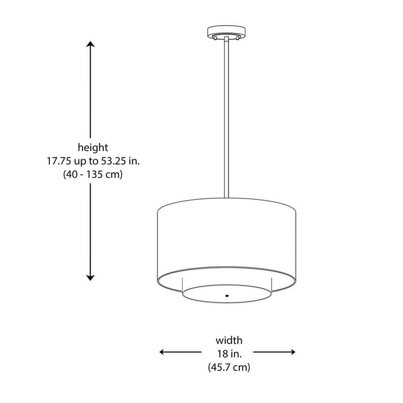 Bel Air Lighting Schiffer 18" 3-Light Brushed Nickel Pendant Light Black Shade - Image 4