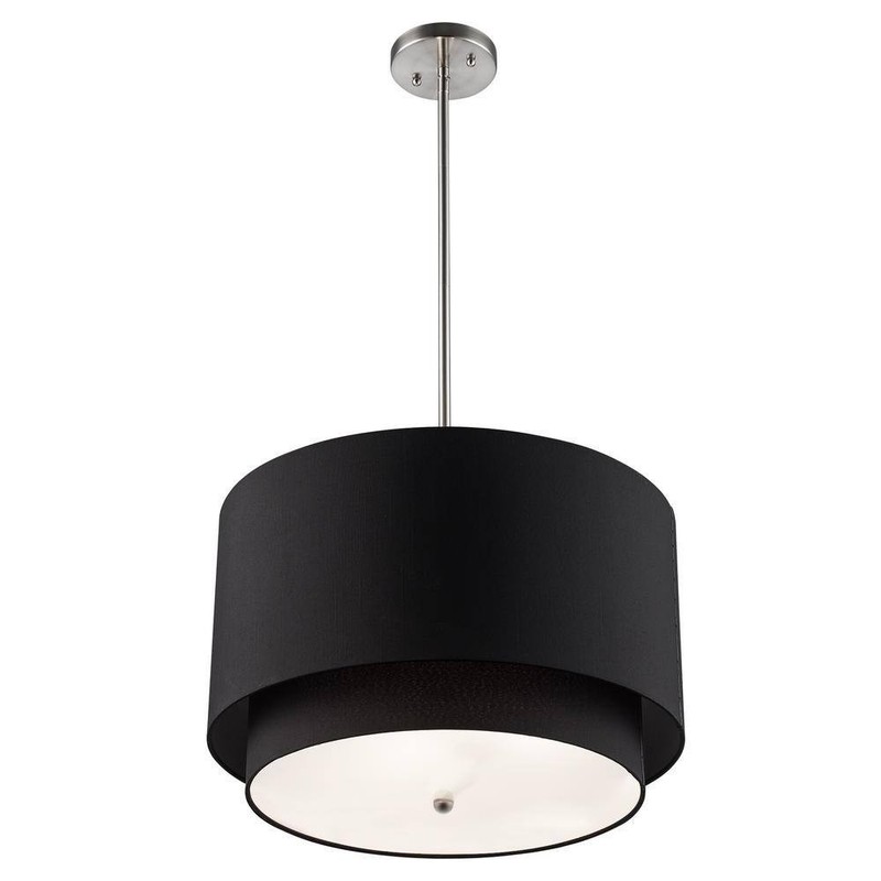 Bel Air Lighting Schiffer 18" 3-Light Brushed Nickel Pendant Light Black Shade - Image 6