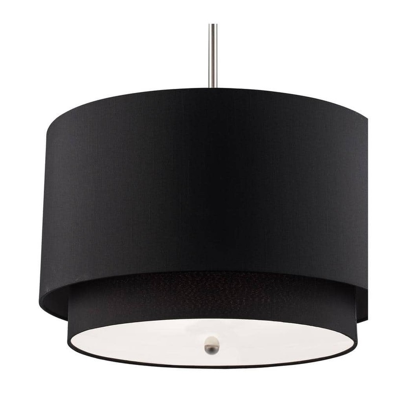 Bel Air Lighting Schiffer 18" 3-Light Brushed Nickel Pendant Light Black Shade - Image 8