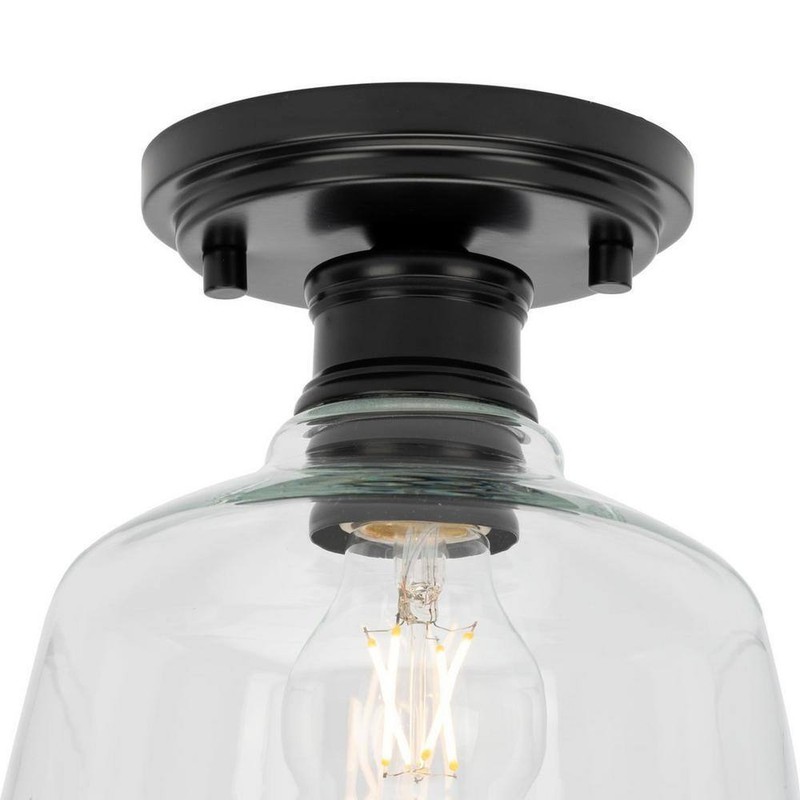 Progress Lighting Singleton 7.62 in. 1-Light Matte Black Small Semi-Flush Mount - Image 2