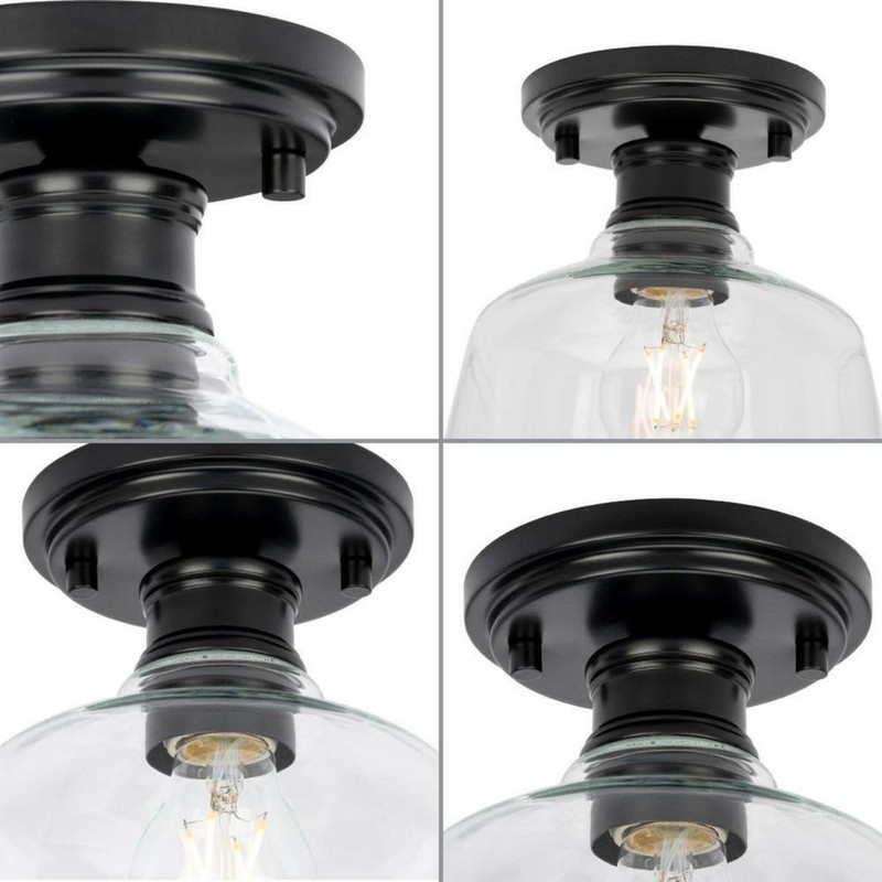Progress Lighting Singleton 7.62 in. 1-Light Matte Black Small Semi-Flush Mount - Image 8