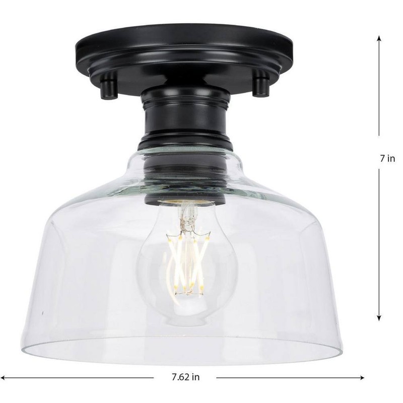 Progress Lighting Singleton 7.62 in. 1-Light Matte Black Small Semi-Flush Mount - Image 11