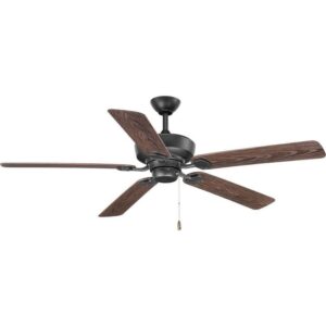 Progress Lighting Lakehurst 60" Indoor/Outdoor Forged Black Ceiling Fan W/Remote