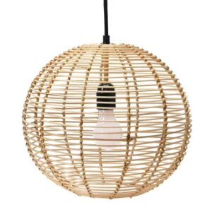 3R studios 1-Light Natural Craftsman Pendant Light with Rattan Shade