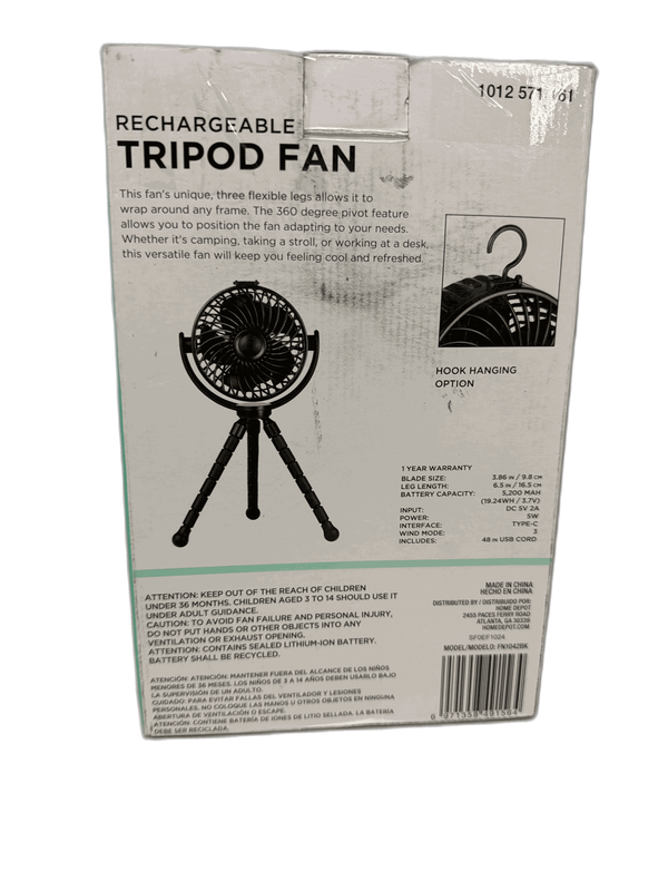 PRIVATE BRAND UNBRANDED 4 in. Personal Octopus Clip on Fan in Black - Image 8