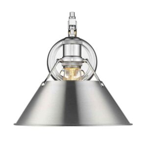 Golden Lighting Orwell CH 1-Light Wall Sconce in Chrome with Pewter Shade