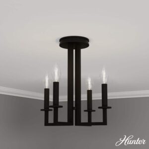 Hunter Bearden 13 in. 4-Light Candle-Style Natural Iron Semi- Flush Mount