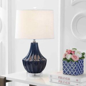 JONATHAN Y Tate 24.5 in. Navy Ceramic Table Lamp
