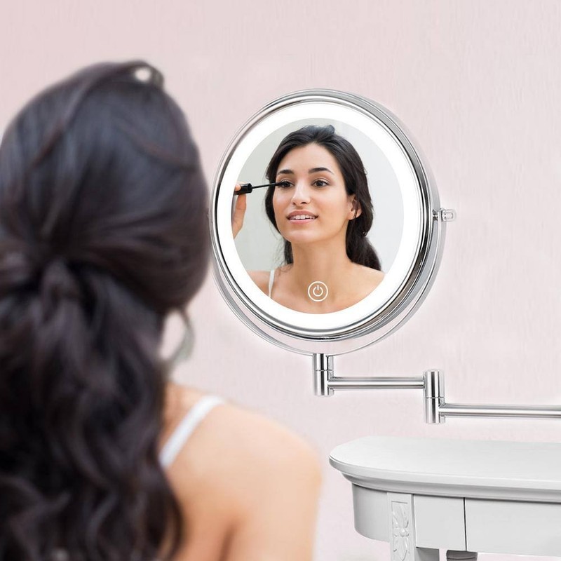 Tileon 8"x8" Small Round 10X Magnifying Bathroom Makeup Mirror w/Battery Type-C - Image 8