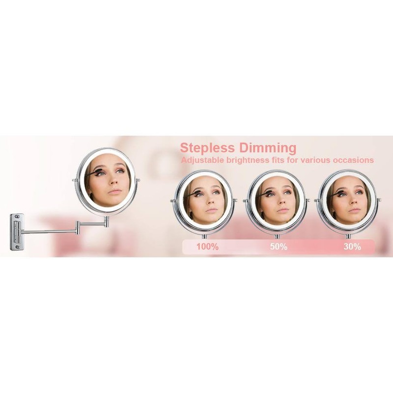 Tileon 8"x8" Small Round 10X Magnifying Bathroom Makeup Mirror w/Battery Type-C - Image 9