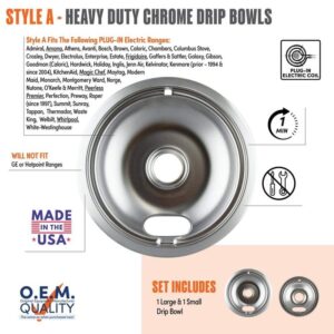 Range Kleen Style A 6 in. Small and 8 in. Large Drip Pan in Chrome (2-Pack)