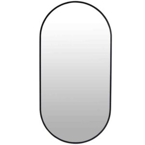 BWE 18 in. W x 35 in. H Framed Oval Bathroom Vanity Mirror in Black