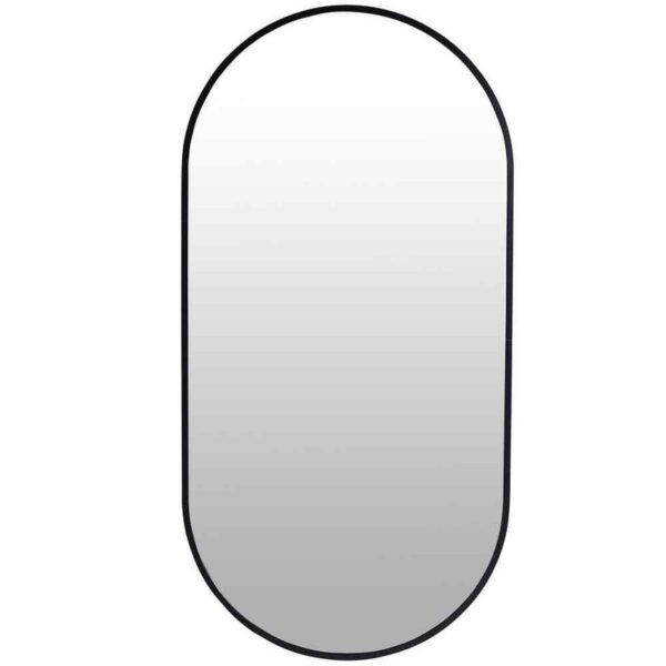 BWE 18 in. W x 35 in. H Framed Oval Bathroom Vanity Mirror in Black