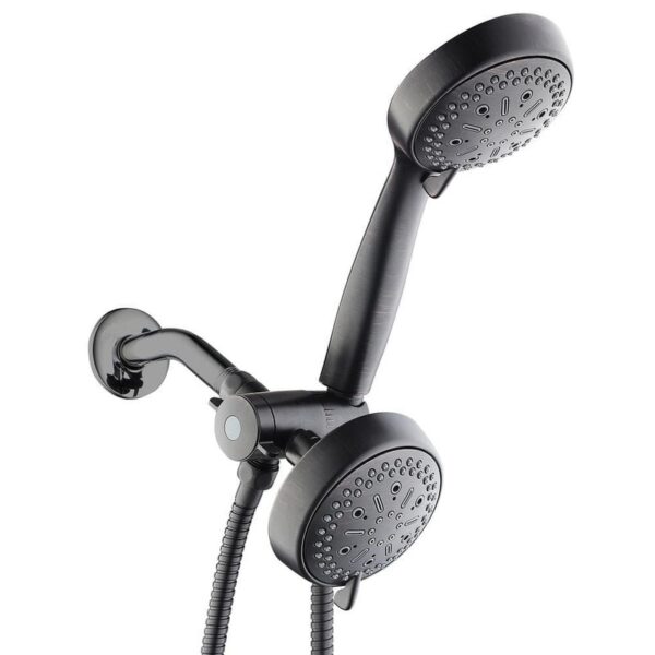 MODONA Rubbed Bronze 6in Dual Shower Head Set 64-Spray High Pressure w/ Handheld