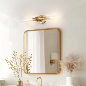 YANSUN 18 in 2 Light Gold Bathroom Vanity Wall Sconce w Clear Glass Modern