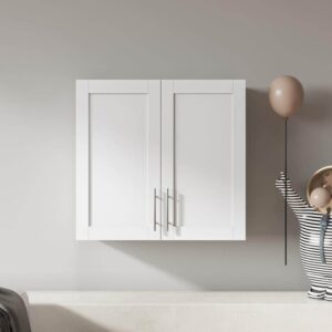 Tileon 31.5x11.8x29.9in White Bathroom Storage Wall Cabinet Stackable Mounted