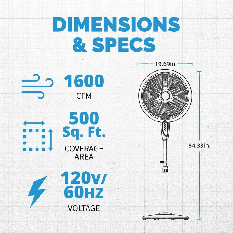 NewAir 18 in. 3-Speed Wide-Angle Oscillating Outdoor Misting Fan and Pedestal - Image 3