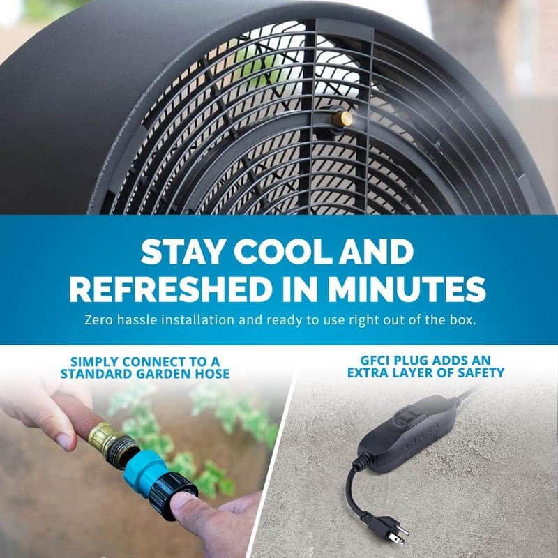 NewAir 18 in. 3-Speed Wide-Angle Oscillating Outdoor Misting Fan and Pedestal - Image 5