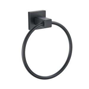 FORIOUS Bathroom Towel Ring Wall Mounted In Matte Black