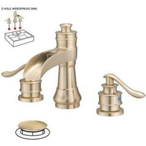 BWE 8 in. Waterfall Widespread 2-Handle Bathroom Faucet W/Drain in BG