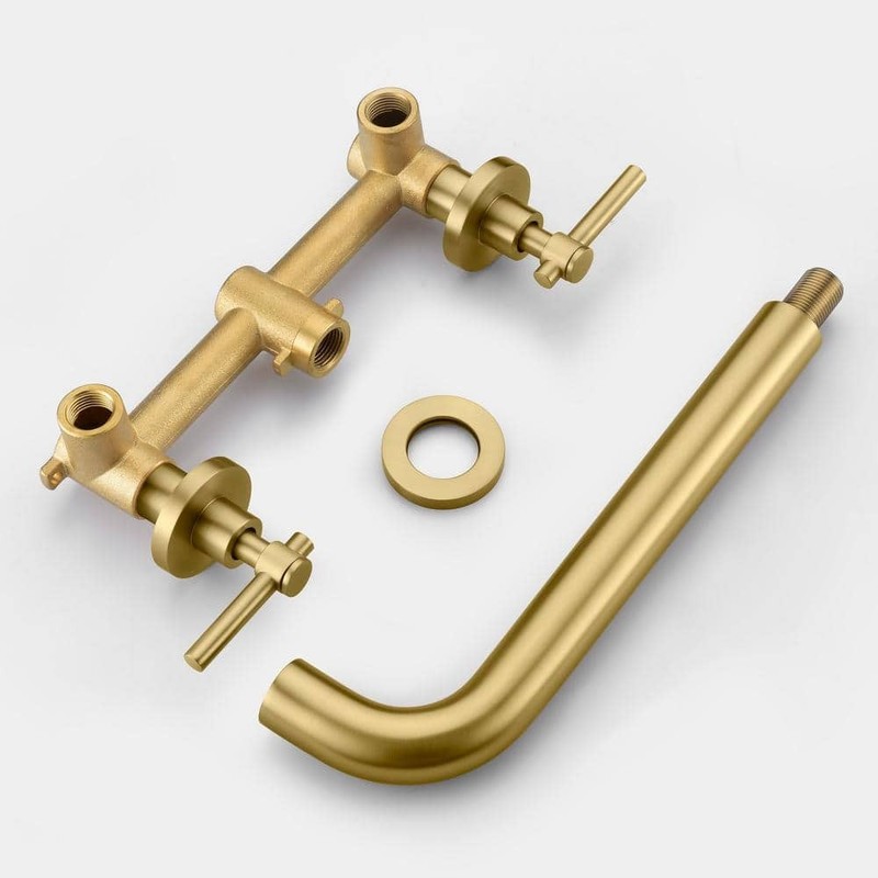 SUMERAIN Modern 2-Handle Wall Mounted Roman Tub Faucet in Brushed Gold - Image 5