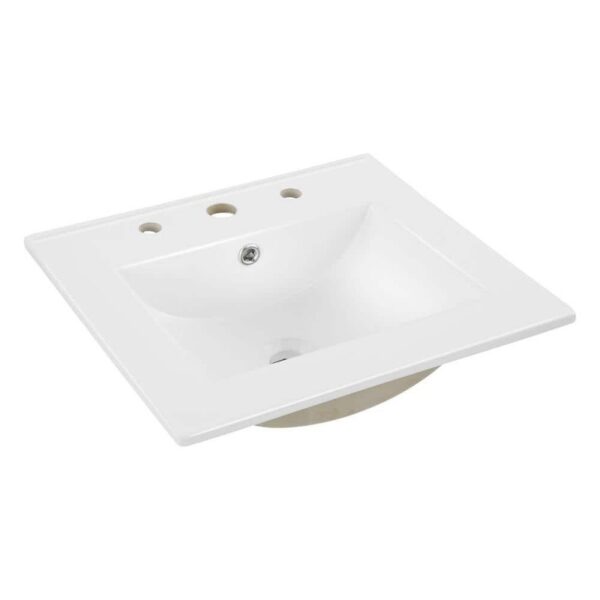 JONATHAN Y Ancillary 20"x18.25" Rectangular Ceramic Vanity Top Single Sink White