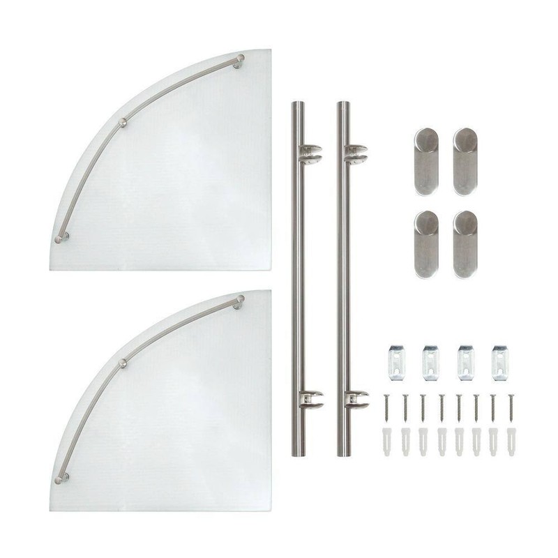 MODONA Oval 10.5" W Double Glass Corner Shelf w/Pre-Installed Rails Satin Nickel - Image 5