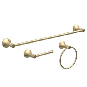 Glacier Bay Sadira 3-Piece Bath Hardware Set Towel Bar Ring & TP Holder Gold