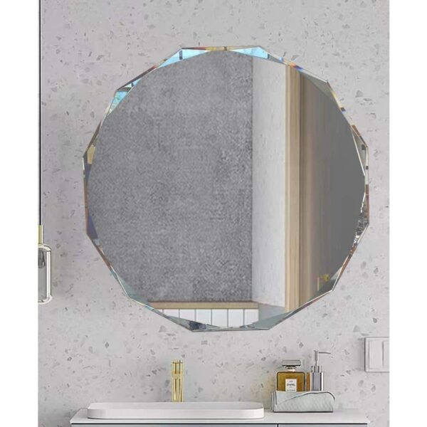 ELLO&ALLO 24" W x 24" H Round Frameless Beveled Edge Wall Bathroom Vanity Mirror