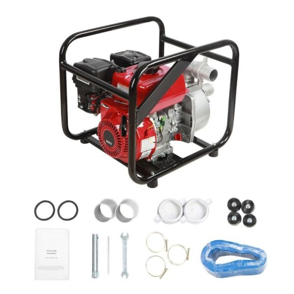 SKYSHALO 2" Gas Water Pump 7 HP 142 GPM 148 ft Lift 4-Stroke Trash/Transfer Pump