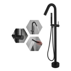 BWE Freestanding Tub Faucet Single-Handle High Flow w/Hand Shower Floor Mount