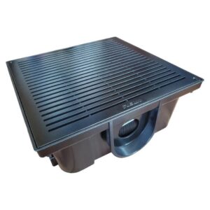 RELN 13" x 5" Square Low Profile Drainage Plastic Catch Basin Kit w/Grate, Black