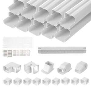 VEVOR Mini Split Line Set Cover 3" x1  7.7ft PVC AC Pipe Cover w/ 10 Ducts
