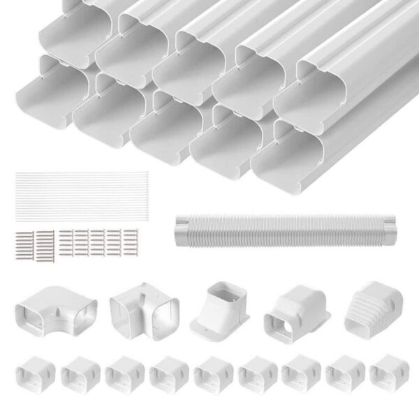 VEVOR Mini Split Line Set Cover 3" x1  7.7ft PVC AC Pipe Cover w/ 10 Ducts