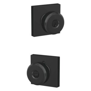 Schlage Bowery Matte Black Keyed Entry Door Knob with Collins Trim