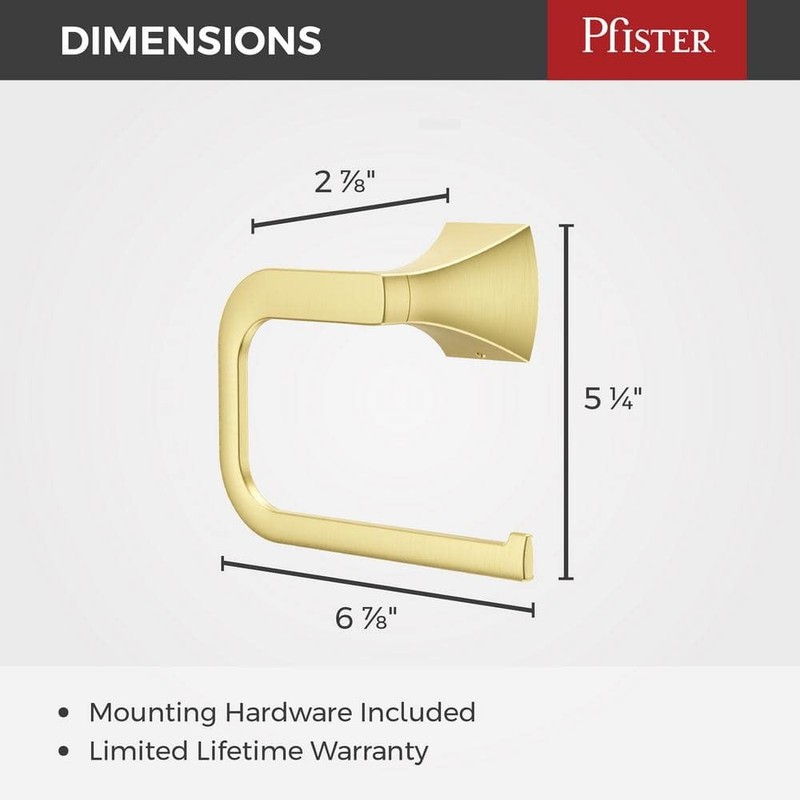 Pfister Bruxie Wall Mounted Hand Towel Holder in Brushed Gold - Image 3