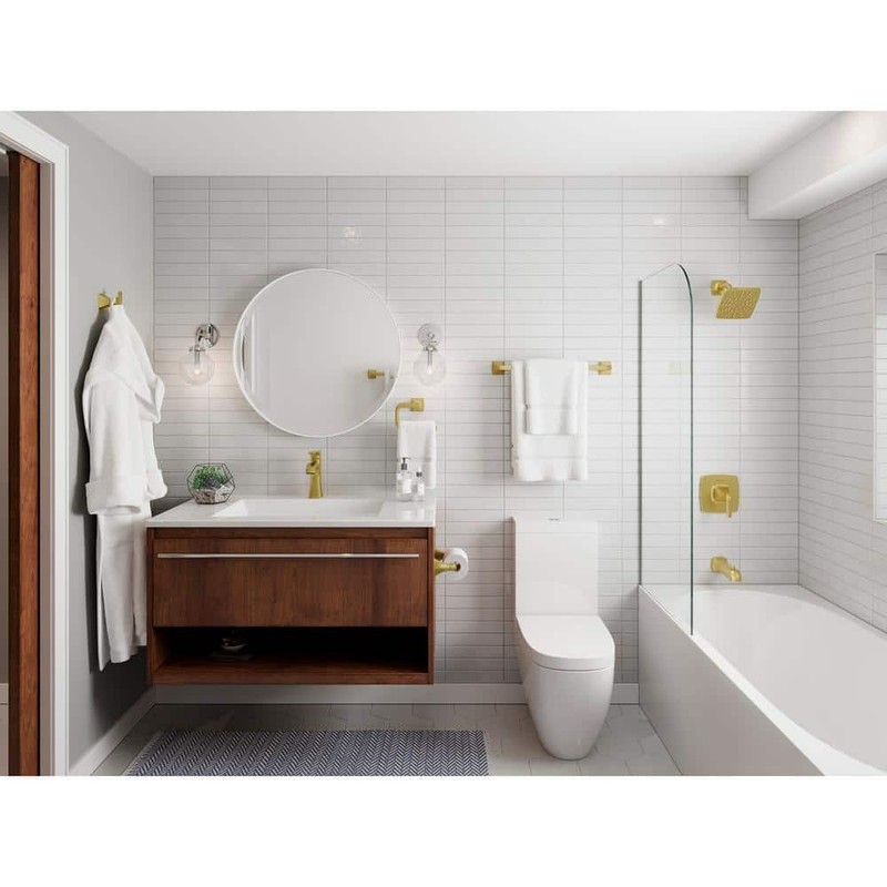 Pfister Bruxie Wall Mounted Hand Towel Holder in Brushed Gold - Image 4