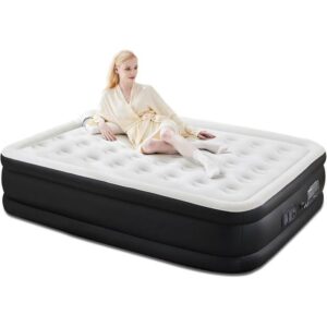 WONDER COMFORT 16" Twin Air Mattress Inflatable Camping Bed w/ Built-In Pump