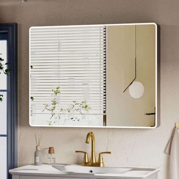 Bezeit 35.4x27.6 in Aluminum LED Medicine Cabinet Mirror w Defogging
