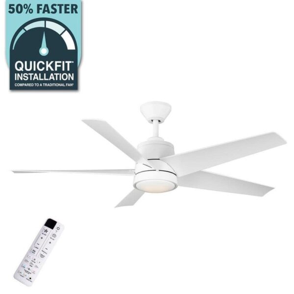 Hampton Bay Ainslee 54" Indoor Outdoor Matte White Ceiling Fan LED DC Motor