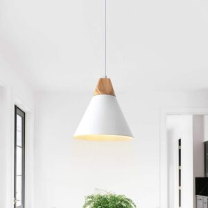 1 Light White Industrial Pendant Light Conical Shade for Kitchen Island