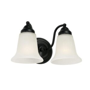 Capital Lighting Brady 2 Light Matte Black Vanity Light w White Alabaster Shades