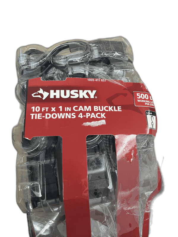 Husky 10 ft. x 1 in. Cam Buckle Tie-Down Straps with S-Hook (4-Pack) - Image 5